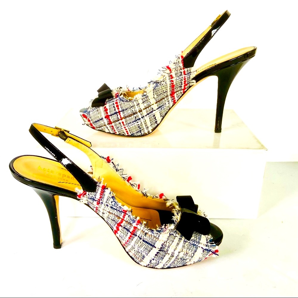 Kate Spade black white tweed heels  8 - Picture 2 of 15